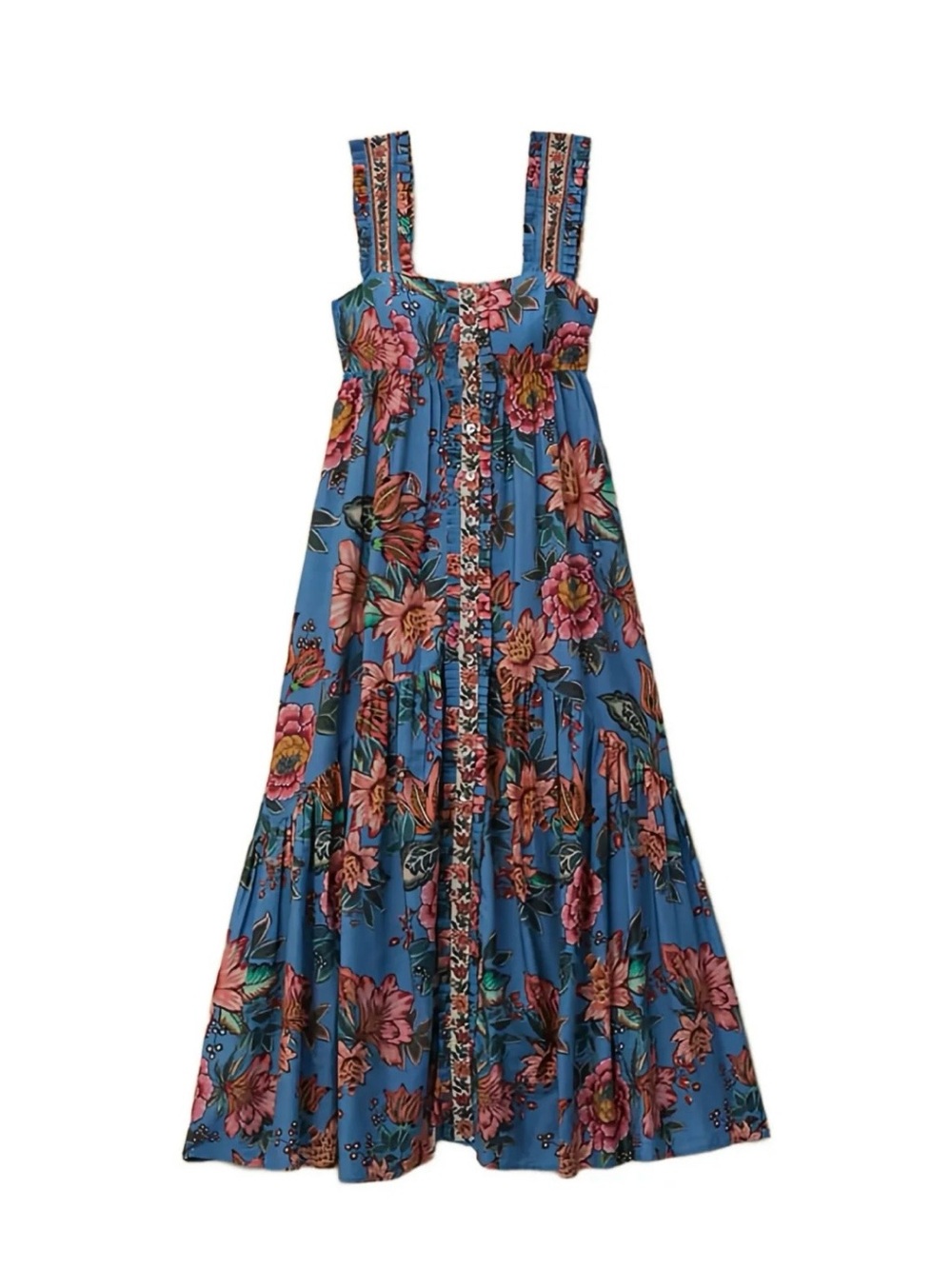 FARM Rio Wonderful Bouquet Blue Sleeveless Maxi Dress Size XS - Picture 12 of 14